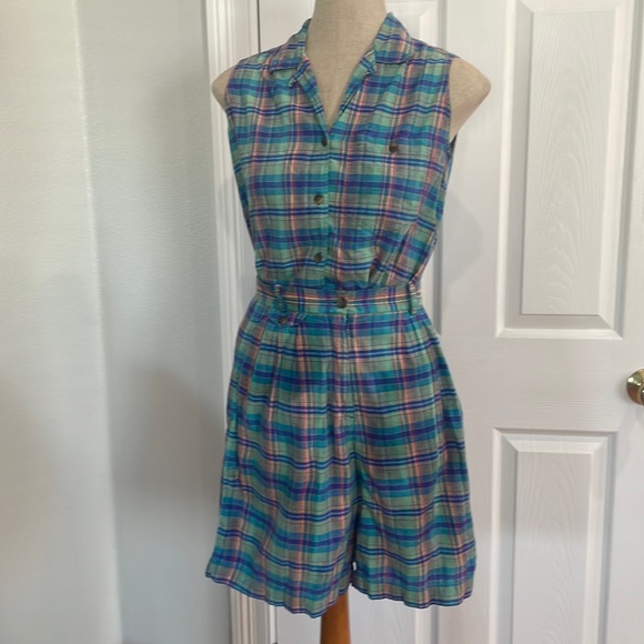 Liz Claiborne Tops - Vintage 90s Liz Claiborne Lizsport shorts shirt set plaid 100% cotton size 4